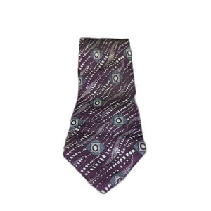 Ottimo Men's 100% Silk Tie, Purple with Geometric Pattern